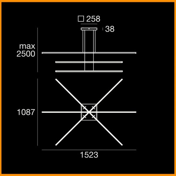 LAMPADA A SOSPENSIONE 3 LUCI LED LINEA LIGHT STRAIGHT P3