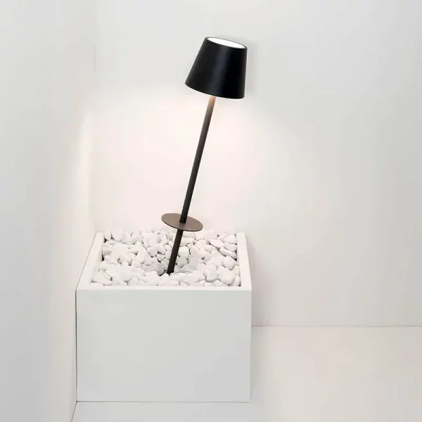 Zafferano Poldina Lampada con picchetto a terra a LED, ricaricabile, grigio
